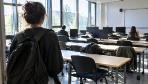 La salle informatique est presque vide le cinquième jour, dans la vidéo TikTok