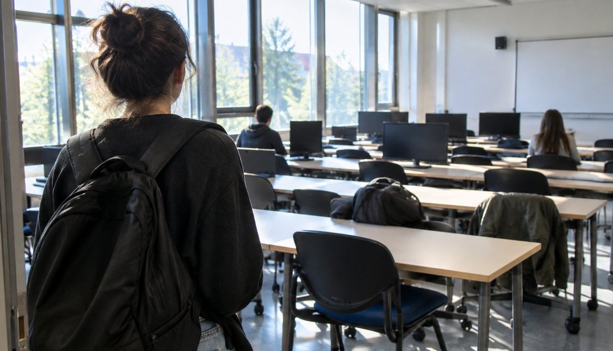 La salle informatique est presque vide le cinquième jour, dans la vidéo TikTok